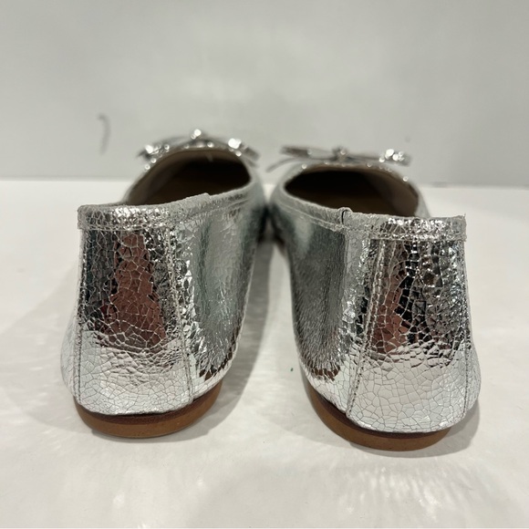 Freda Salvador Jada Square Toe metallic Silver Leather Shoes Ballet Flat Size 9 - Picture 11 of 16